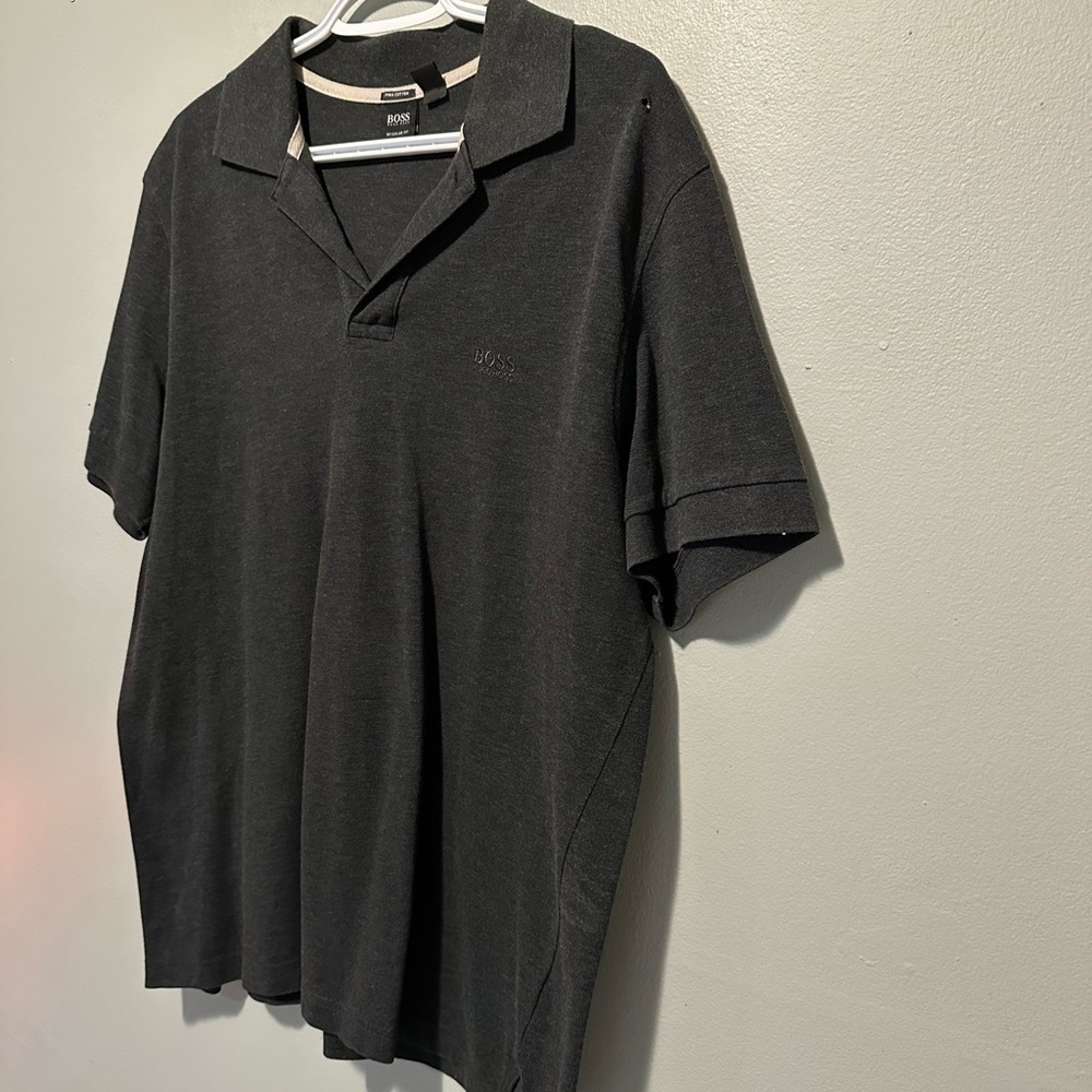 HUGO BOSS Men's charcoal grey  Polo Shirt size L